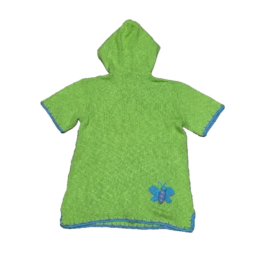 NWT Quacker Factory Embroidered butterfly knit top w/ hood Green Small A004004
